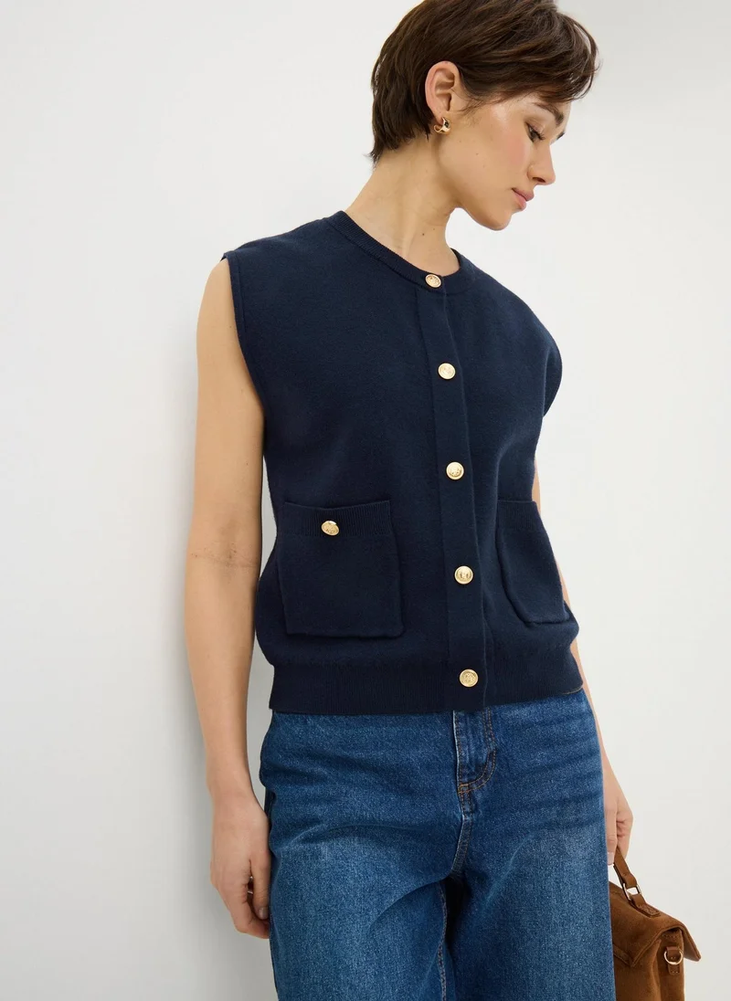 ماتلان Navy Gold Button Waistcoat